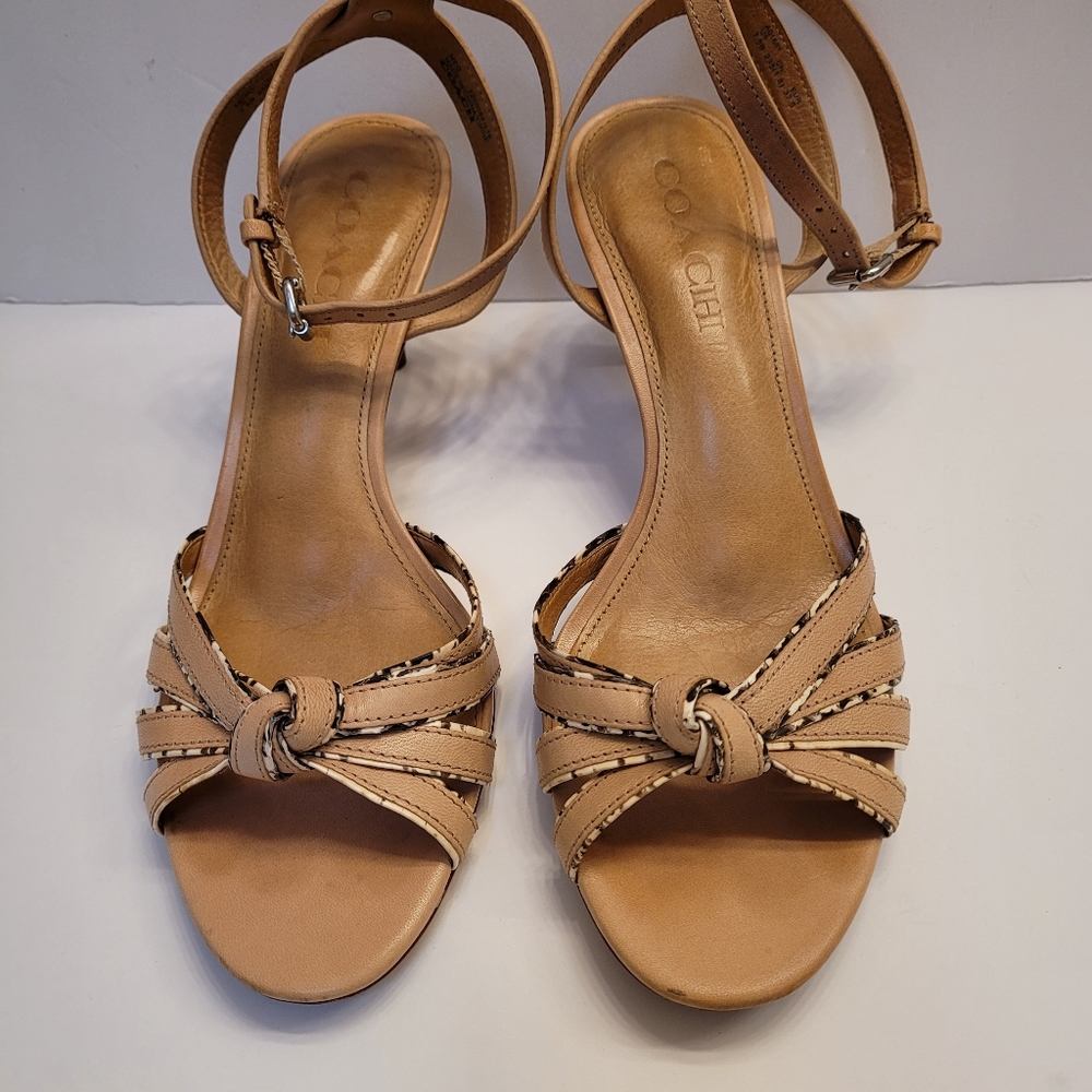 Coach Meg Leather Open Toe Ankle Strap Sandals